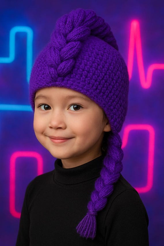 Crochet Mohawk Braid Beanie: Rumi Huntrix Cosplay Hat - Etsy