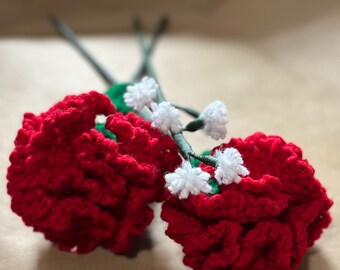 Carnation Bouquet | Handmade | Set of 3 | Forever Flowers | Babys Breath | Gifts