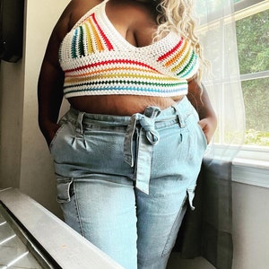 Custom Crochet Handcrafted Croptop|Rainbow Crop Top /women’s pride top| Croptop|Handmade|Gift