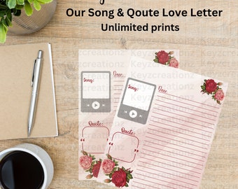 Dear Love Letter, Notebook Paper, Lined Paper, Stationary Paper, PDF Download, Digital Download