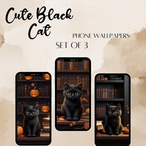 Cute Black Cat Phone Wallpaper | IOS Wallpaper | Android wallpaper | Png Download