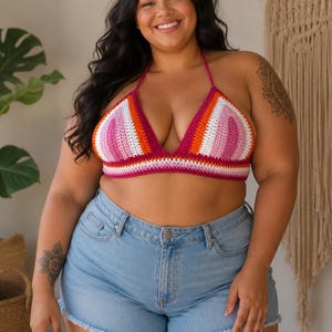 Bralette arc-en-ciel au crochet | Vêtements de plage d'été de fierté lesbienne