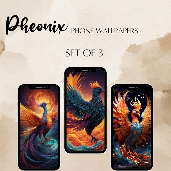 Phoenix phone wallpaper, iOS wallpaper, digital wallpaper, jpeg File