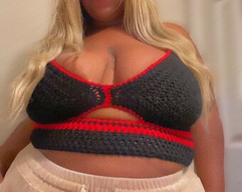 Midnight flame peekaboo top |crochet top| bralette