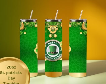 Gold Diamond Saint Patrick’s Day Tumbler Wrap, Shamrock Coins, March Tumbler Wrap, PNG Digital Download