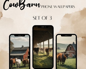 Rustic Farm Cow Phone Wallpaper| iOS | Digital | Farmhouse Decor | PNG