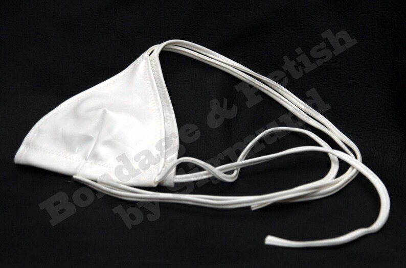 White Vinyl Bra, hand sewn, Cups size A-B-C-D and fully adjustable. Stretchy material, Fetish Lingerie image 2