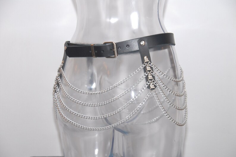 Black Leather Garter Belt With Chains Bondage Goth Fetish Etsy