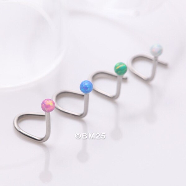 4 Pcs of Assorted Color Fire Opal Ball Top Nose Screw Ring Package