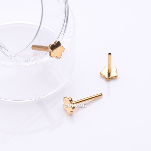 Implant Grade Titanium OneFit™ Threadless Golden Flower Base Flat Back Stud Labret Bar Part