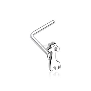 Adorable Dainty Giraffe L-Shaped Nose Ring-Steel