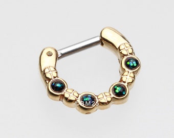 Golden Aurea Sparkle Septum Clicker Schwarz