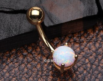 Surgical Steel Anodized Rose Gold Prong Set Fire Opal Stone Belly Button Ring Surgical Steel Anodized Rose Gold Prong Set Fire Opal Stone Belly Button Ring