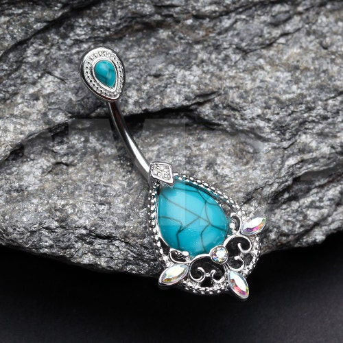 Grand Teardrop Prong Gem Sparkle Belly Button Ring - Etsy