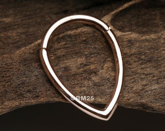 Rose Gold Classic Teardrop Seamless Clicker Hoop Ring