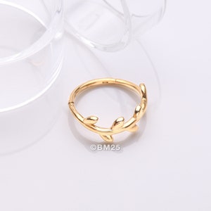 Golden Adorable Leaflet Wreath Steel Clicker Hoop Ring