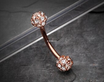 Rose Gold Pave Sparkle Full Dome Curved Barbell Ring (daith, rook, cartilage, eyebrow)