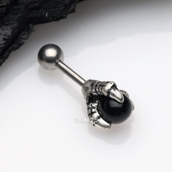 Onyx Orb Dragon Claw Cartilage Tragus Barbell Earring