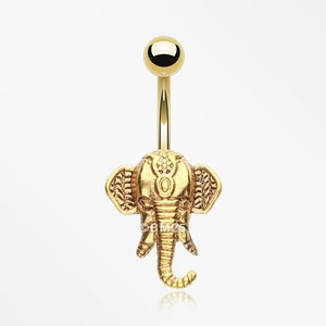 Golden Ganesha Elephant Belly Button Ring-Gold