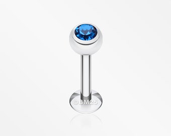 Basic Steel Gem Ball Labret-Capri Blue