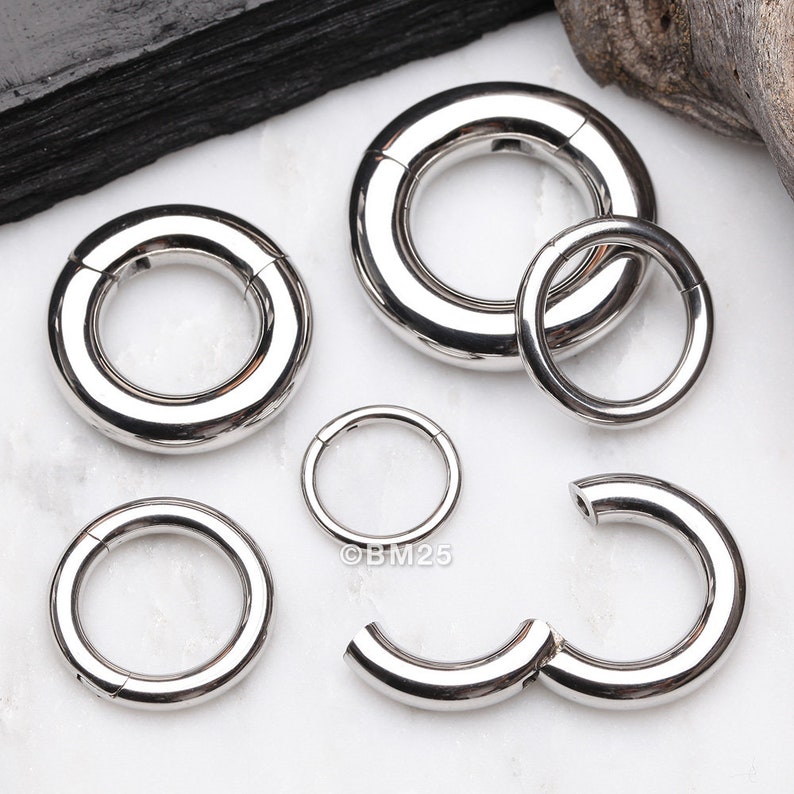 Basic Steel Seamless Hinged Clicker Hoop Ring 