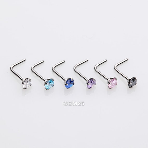 10-pack Set Aros Nariz Anillo de acero inoxidable con Assorted Color de  piedras preciosas