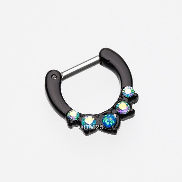 Colorline Opal Precia Septum Clicker-Black/Aurora Borealis