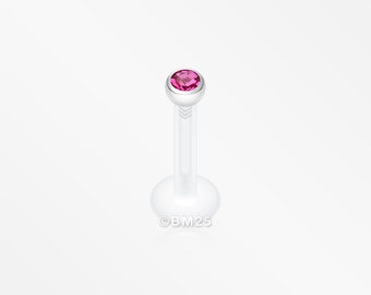 Bio-Flex Gem Ball Push-Fit Labret-Fuchsia