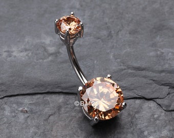 Brilliant Gem Sparkle Belly Ring-Topaz