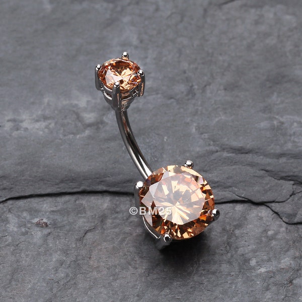 Brilliant Gem Sparkle Belly Ring-Topaz