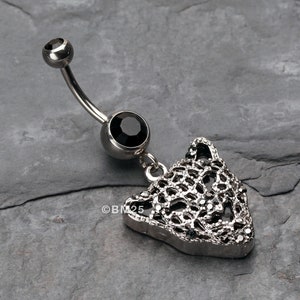 Black Onyx Panther Belly Button Ring-Black