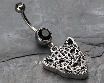 Black Onyx Panther Belly Button Ring-Black