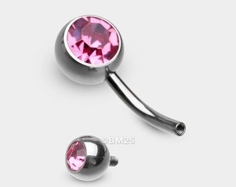 Implant Grade Titanium Internally Threaded Basic Belly Button Ring-Pink