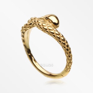 Golden Slithering Snake Steel Seamless Clicker Hoop Ring