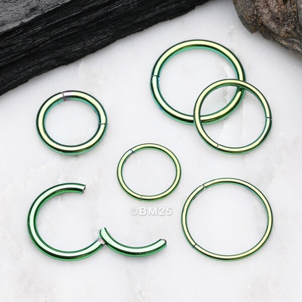 Colorline Steel Seamless Hinged Clicker Hoop Ring-Green