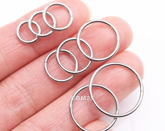 Seamless Hinged Steel Clicker Hoop Ring