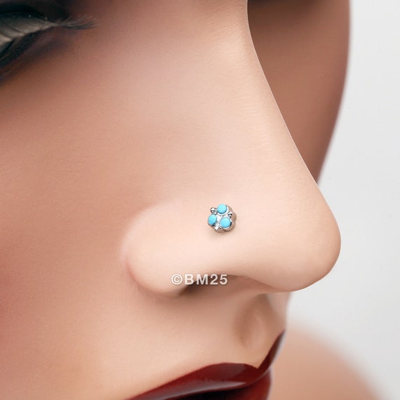 Trinity Turquoise L shaped Nose Ring turquoise Etsy