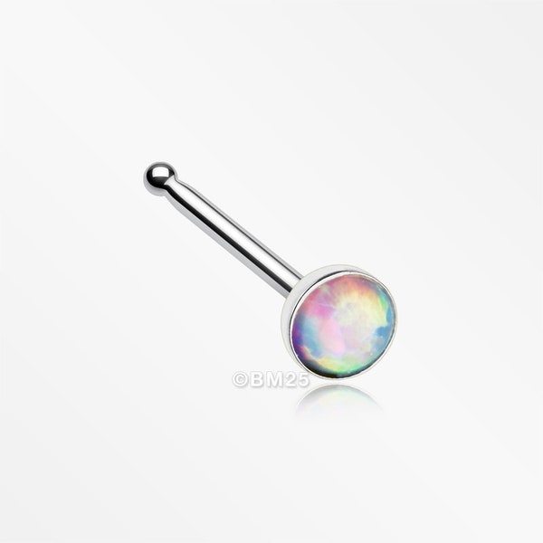 Fire Opal Steel Nose Stud Ring-Pink