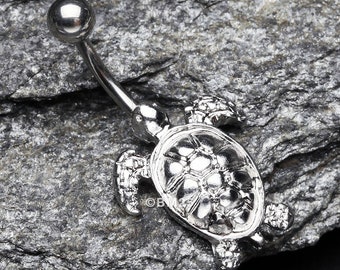 Sea Turtle Steel Belly Button Ring