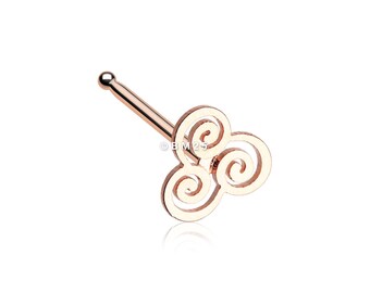 Rose Gold Trinity Swirl Nose Stud Ring-Rose Gold