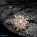 Golden Chrysanthemum Flower Belly Button Ring 