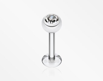 Basic Steel Gem Ball Labret - Clear Gem