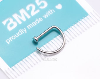 Implant Grade Titanium D-Shaped Flat Circle Top Nose Hoop