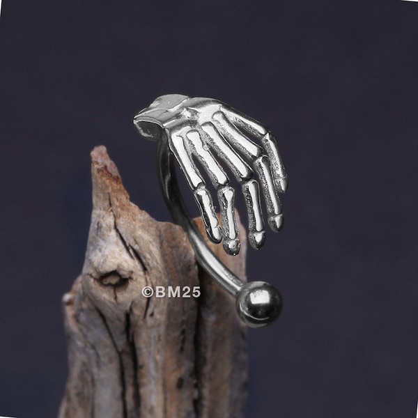 Skeleton Hand of Death Curved Barbell