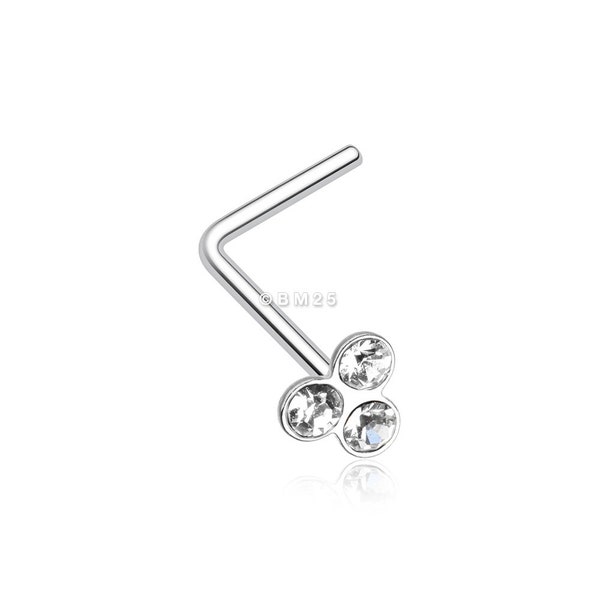 Trinity Gem Top L-Shaped Nose Ring
