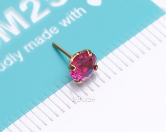 Pure24K Implant Grade Titanium OneFit™ Threadless Ruby Corundum CZ Prong Set Birthstone Gem Top Part