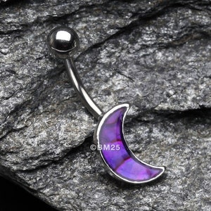 Purple Daze Crescent Moon Belly Button Ring-Purple