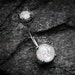 Opal Sparkle Prong Set Belly Button Ring - White 