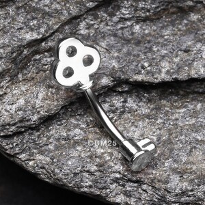 Dainty Princess Key Belly Button Ring-Steel