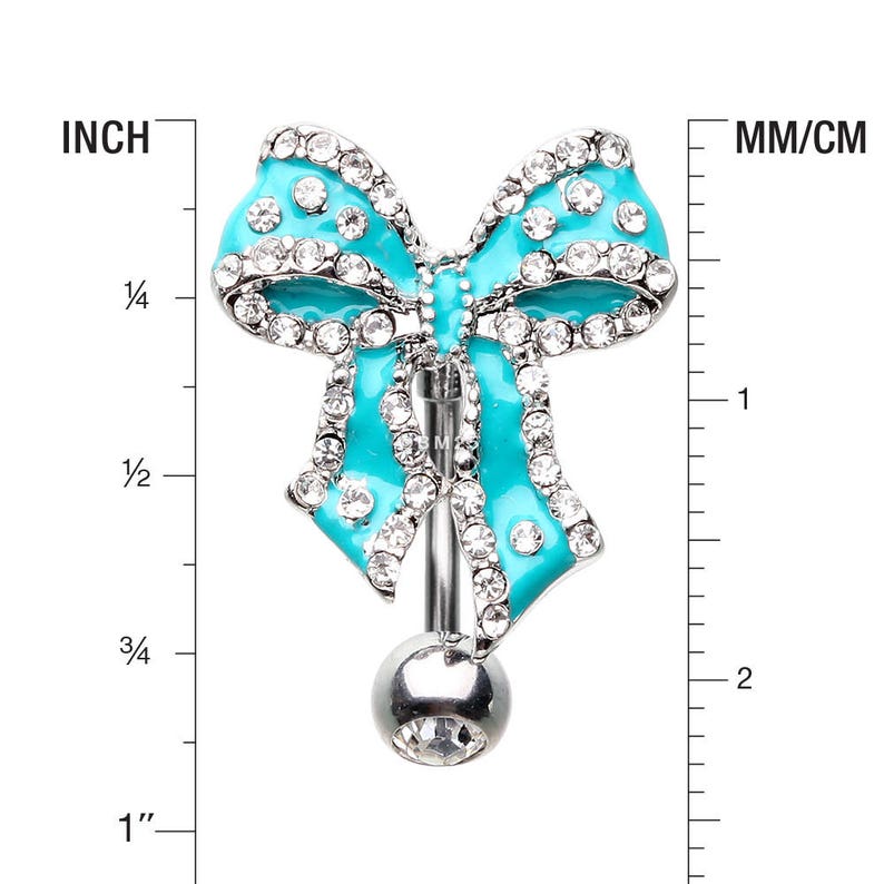 Glam Bow-Tie Lace Sparkle Reverse Belly Button Ring